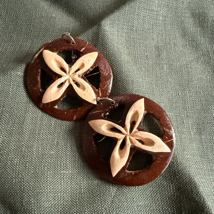 Coconut Shell Earrings Pacific Island Accessories