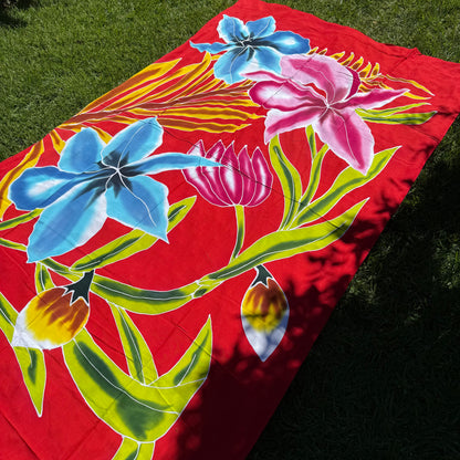 2m Ie Lavalava Women's Pareu Floral Sarong Beach Tropical Cover Up Size L Rayon Ie Sulu Tupenu