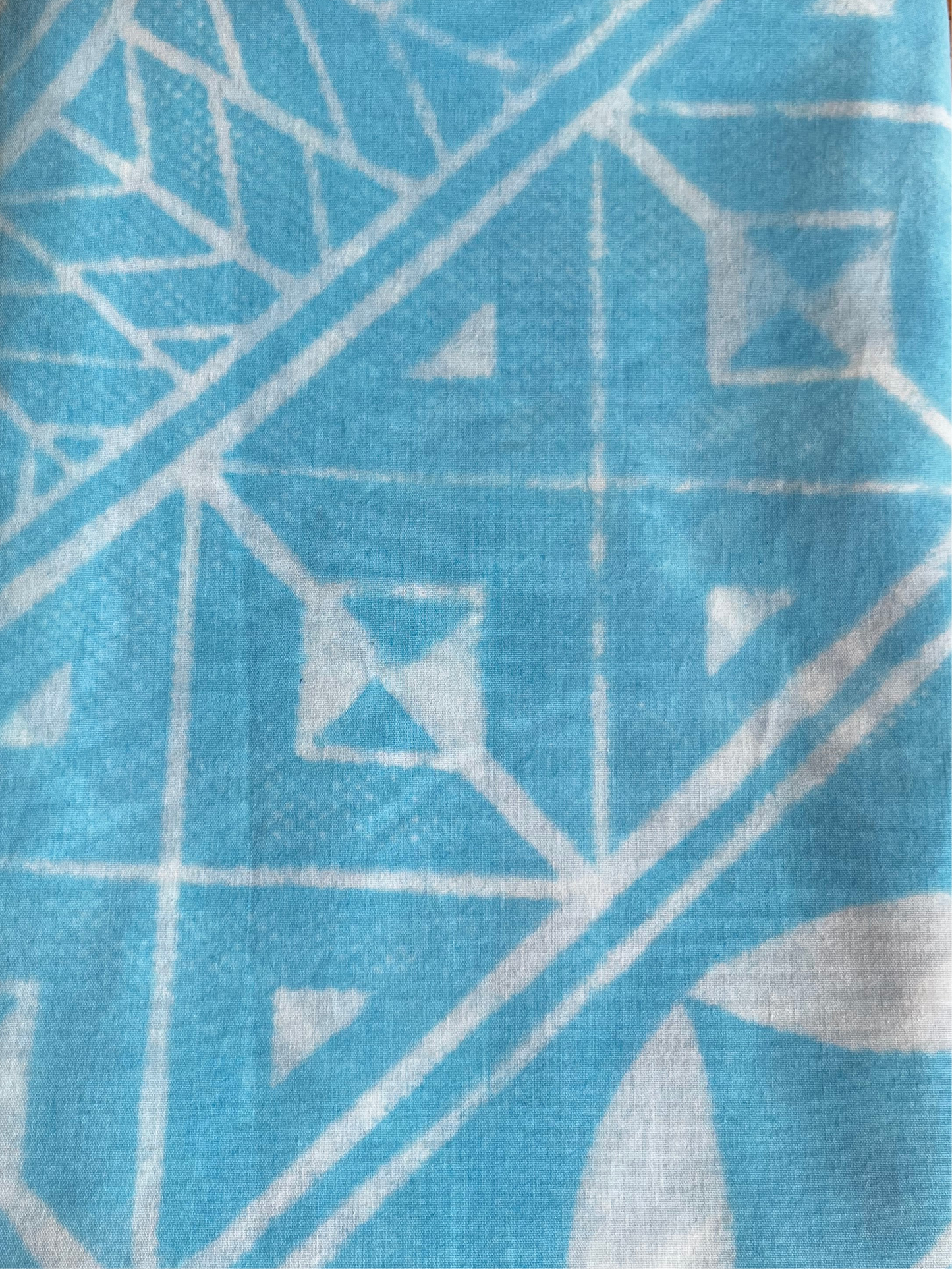 2m Marine Pastel Block Print Table Cloth Ie Lavalava Women's Pareo Cotton Poplin Sarong Beach Cover Up Size L