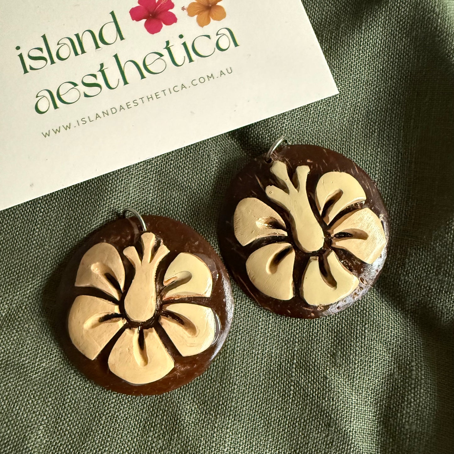 Coconut Shell Earrings Pacific Island Accessories