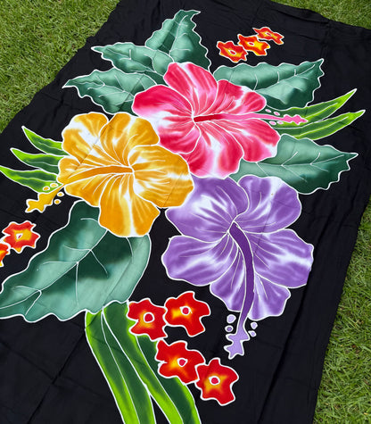 2m Ie Lavalava Women's Pareu Floral Sarong Beach Tropical Cover Up Size L Rayon Ie Sulu Tupenu
