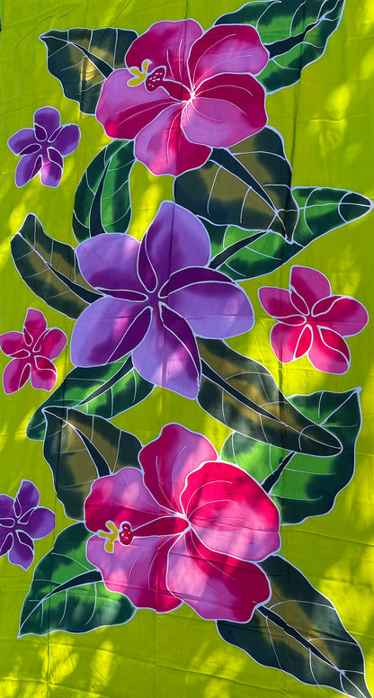 2m Ie Lavalava Women's Pareu Floral Sarong Beach Tropical Cover Up Size L Rayon