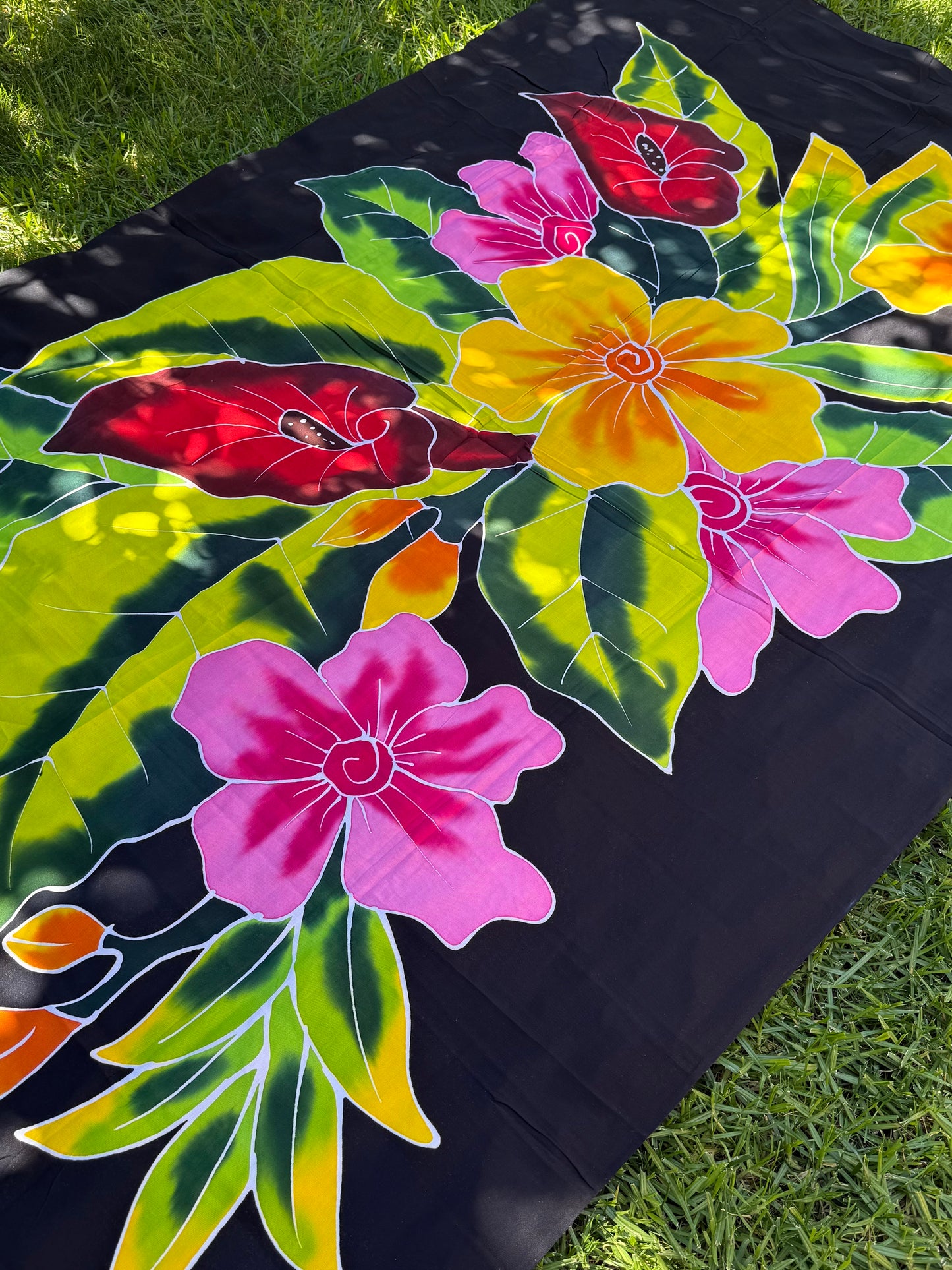 2m Ie Lavalava Women's Pareu Floral Sarong Beach Tropical Cover Up Size L Rayon Ie Sulu Tupenu