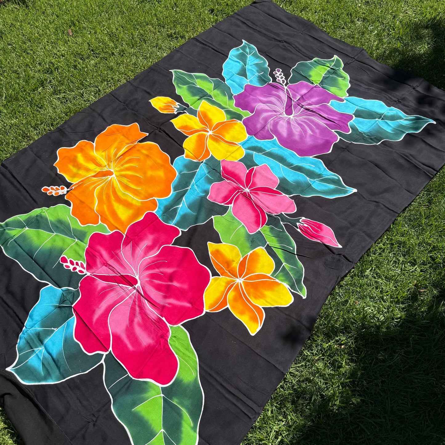 2m Ie Lavalava Women's Pareu Floral Sarong Beach Tropical Cover Up Size L Rayon Ie Sulu Tupenu