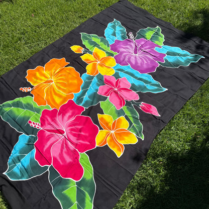 2m Ie Lavalava Women's Pareu Floral Sarong Beach Tropical Cover Up Size L Rayon Ie Sulu Tupenu