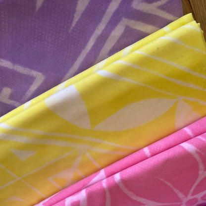 2m Pastel Lemon Block Print Table Cloth or Ie Lavalava Women's Pareo Cotton Poplin Sarong Beach Cover Up Size L