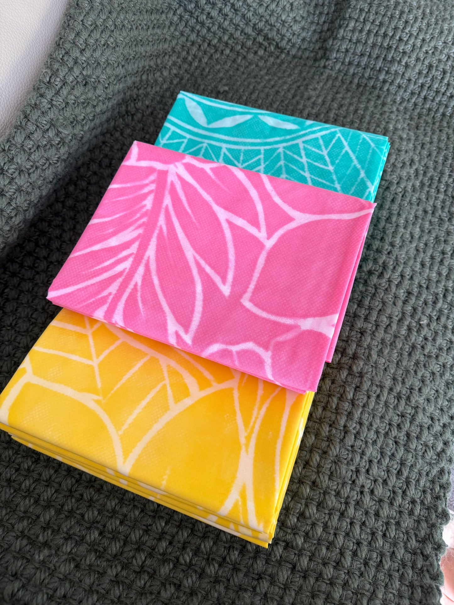 2m Pastel Mauve Block Print Table Cloth or Ie Lavalava Women's Pareo Cotton Poplin Sarong Beach Cover Up Size L