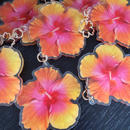 Hibiscus Acrylic Keychain Bag Charm Size L