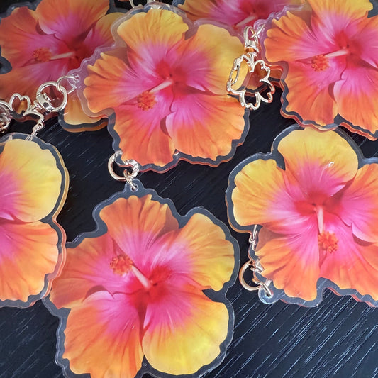 Hibiscus Acrylic Keychain Bag Charm Size L