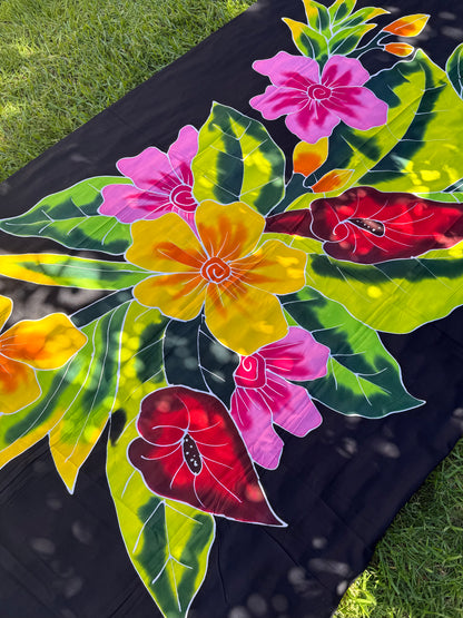 2m Ie Lavalava Women's Pareu Floral Sarong Beach Tropical Cover Up Size L Rayon Ie Sulu Tupenu