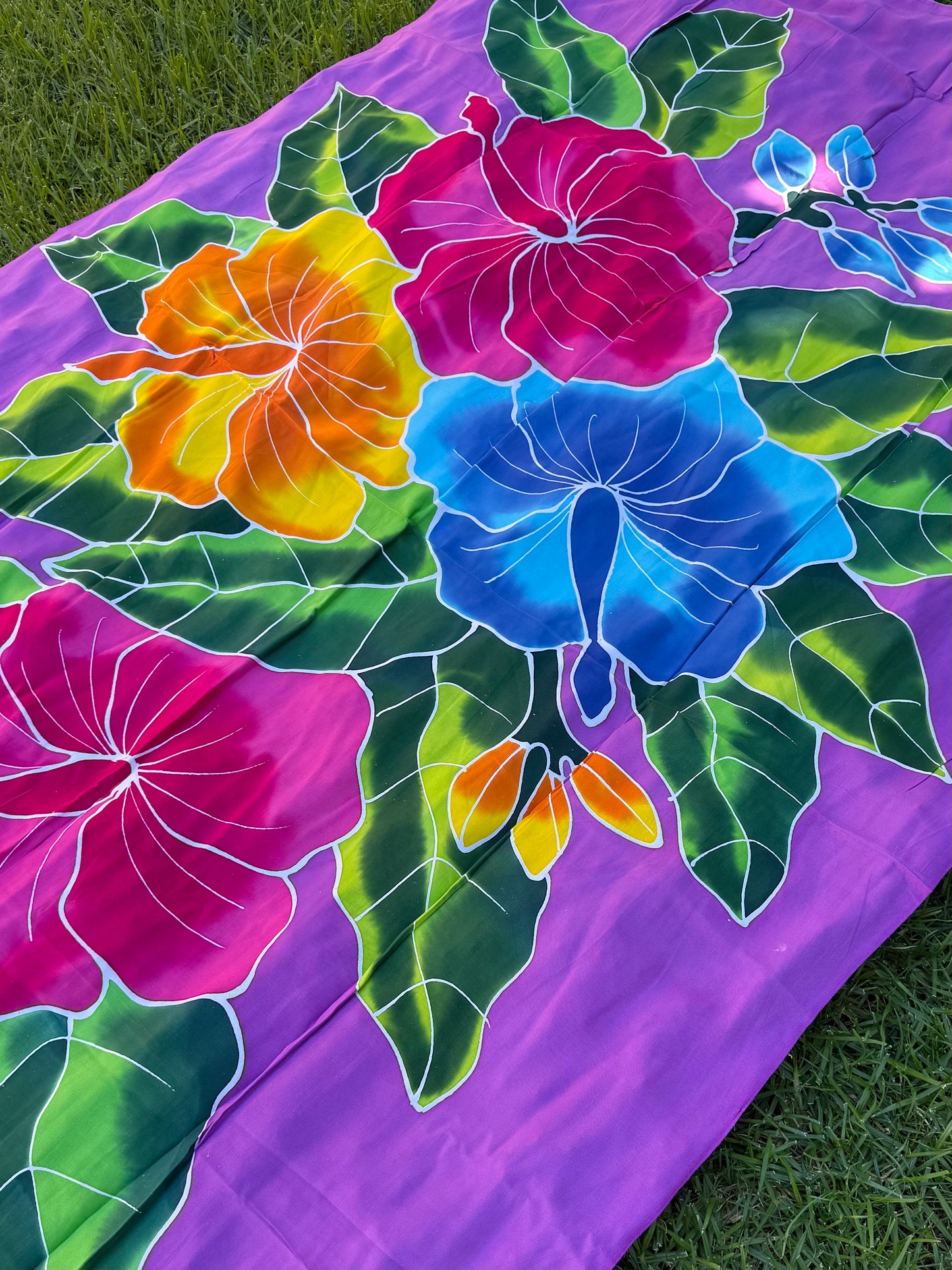 2m Ie Lavalava Women's Pareu Floral Sarong Beach Tropical Cover Up Size L Rayon Ie Sulu Tupenu