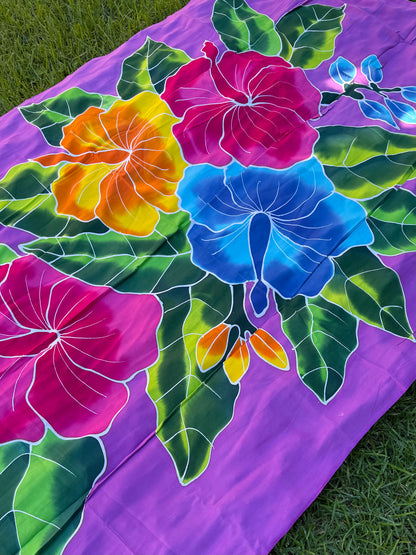 2m Ie Lavalava Women's Pareu Floral Sarong Beach Tropical Cover Up Size L Rayon Ie Sulu Tupenu