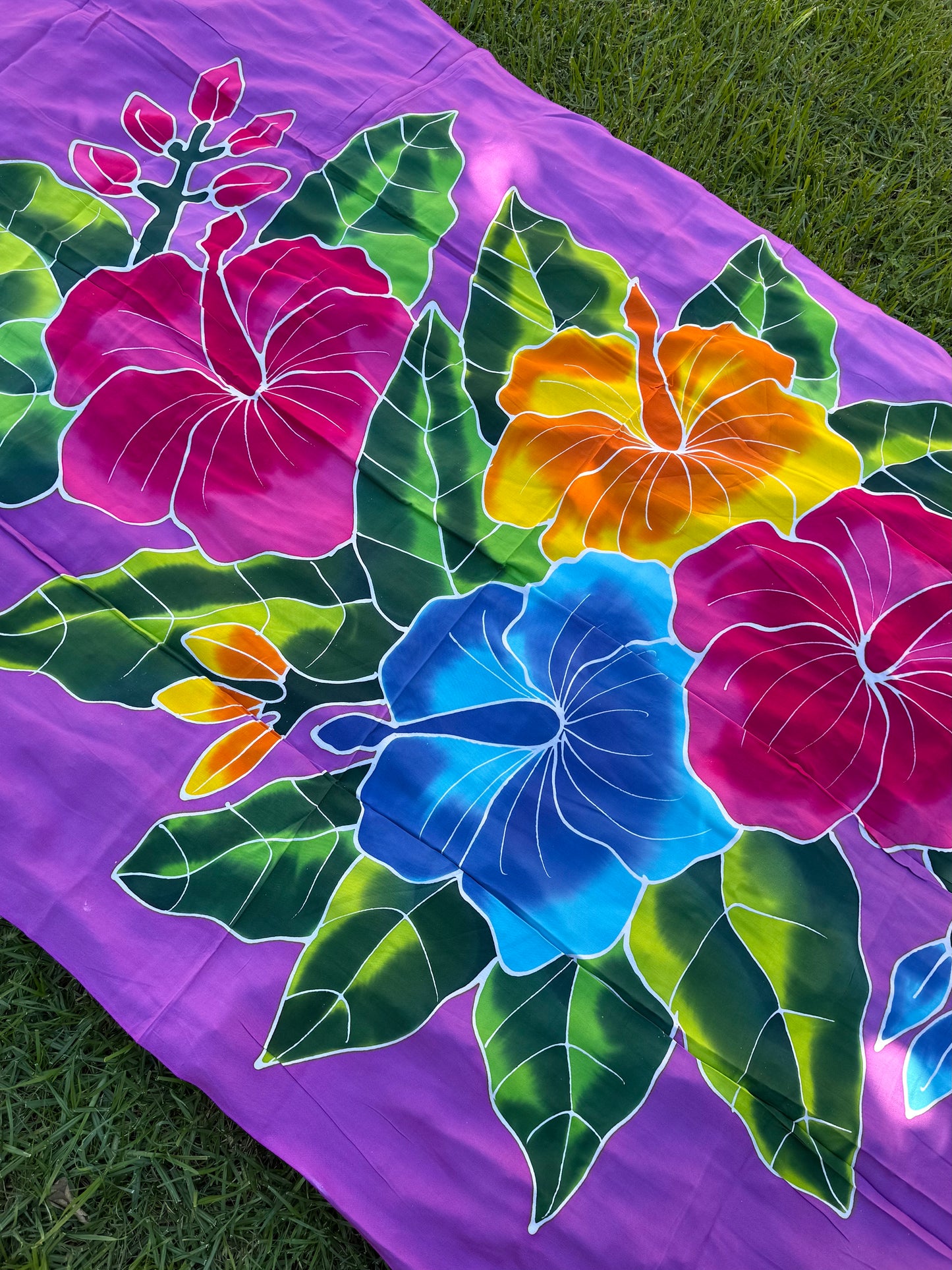 2m Ie Lavalava Women's Pareu Floral Sarong Beach Tropical Cover Up Size L Rayon Ie Sulu Tupenu