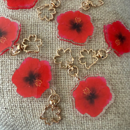 Hibiscus Acrylic Keychain Bag Charm Size M