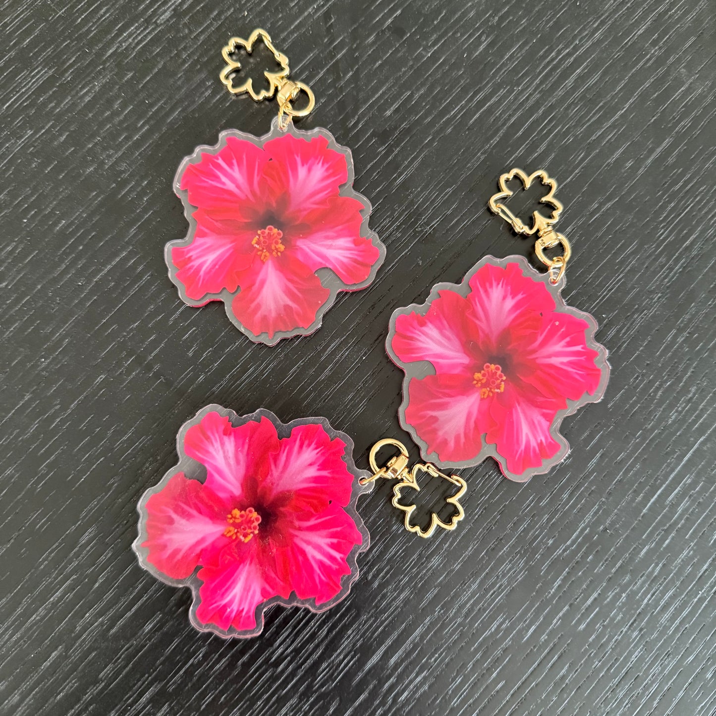 Hibiscus Acrylic Keychain Bag Charm Size L
