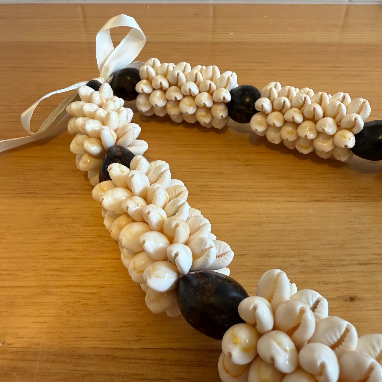 Cowrie Shell Necklace with Kukui Nut Ula Lei