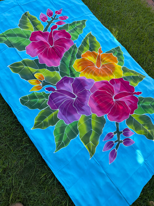 2m Ie Lavalava Women's Pareu Floral Sarong Beach Tropical Cover Up Size L Rayon Ie Sulu Tupenu