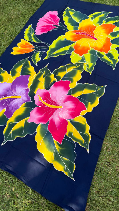 2m Ie Lavalava Women's Pareu Floral Sarong Beach Tropical Cover Up Size L Rayon Ie Sulu Tupenu
