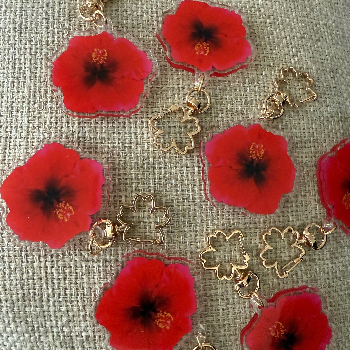 Hibiscus Acrylic Keychain Bag Charm Size M