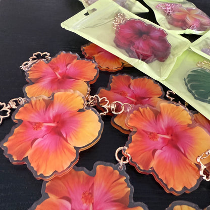 Hibiscus Acrylic Keychain Bag Charm Size L