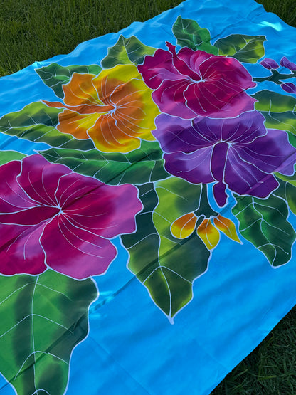 2m Ie Lavalava Women's Pareu Floral Sarong Beach Tropical Cover Up Size L Rayon Ie Sulu Tupenu