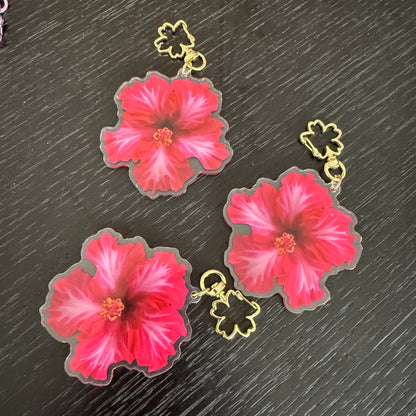 Hibiscus Acrylic Keychain Bag Charm Size L