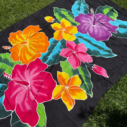 2m Ie Lavalava Women's Pareu Floral Sarong Beach Tropical Cover Up Size L Rayon Ie Sulu Tupenu