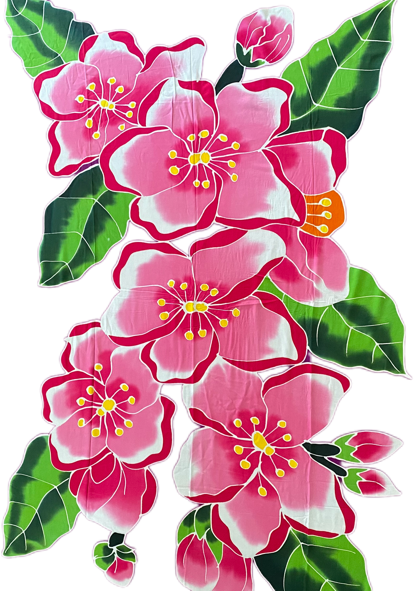 2m Ie Lavalava Purple Women's Pareu Pink Floral Hibiscus Sarong Beach Tropical Cover Up Size L Rayon