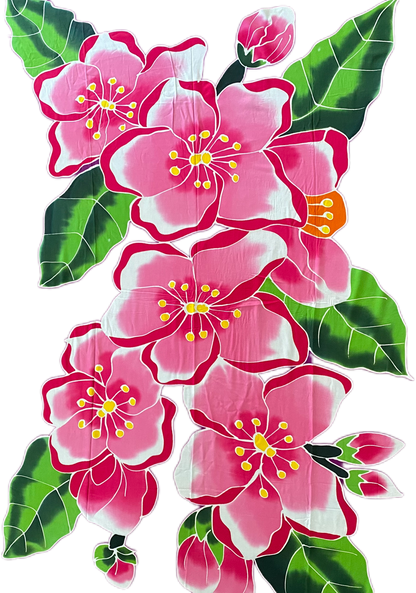 2m Ie Lavalava Purple Women's Pareu Pink Floral Hibiscus Sarong Beach Tropical Cover Up Size L Rayon