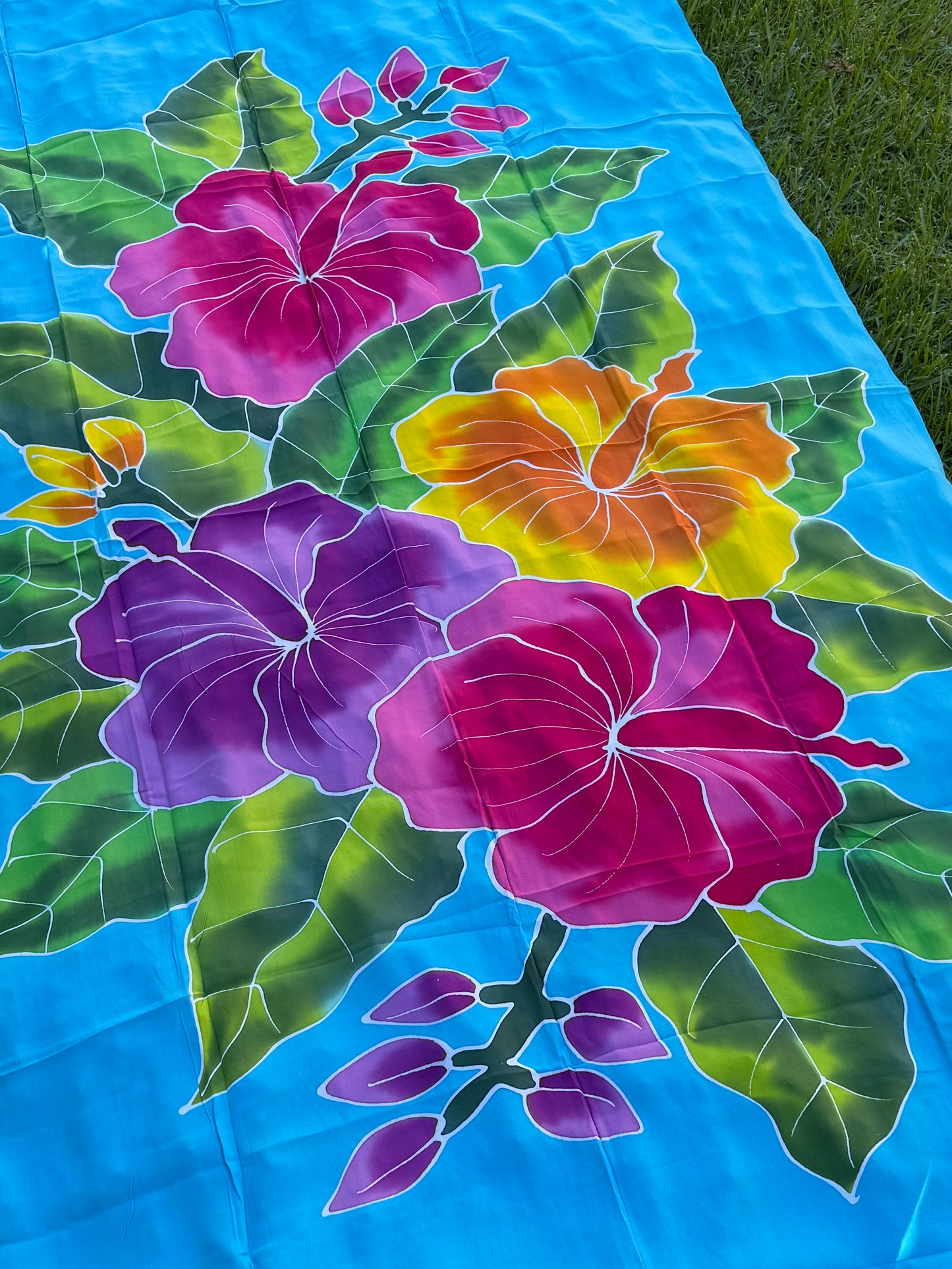 2m Ie Lavalava Women's Pareu Floral Sarong Beach Tropical Cover Up Size L Rayon Ie Sulu Tupenu
