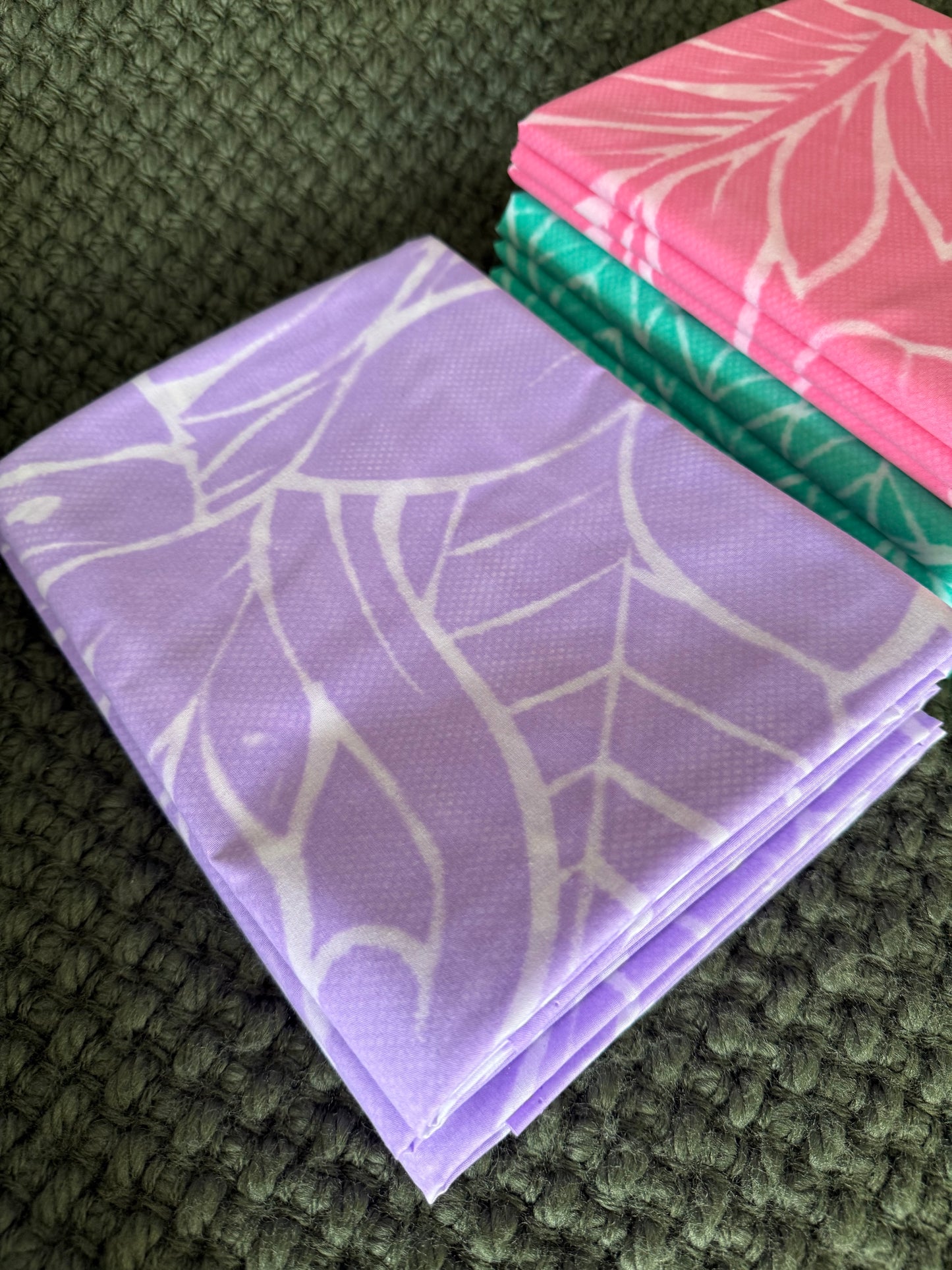 2m Lilac Pastel Block Print Table Cloth or Ie Lavalava Women's Pareo Cotton Poplin Sarong Beach Cover Up Size L