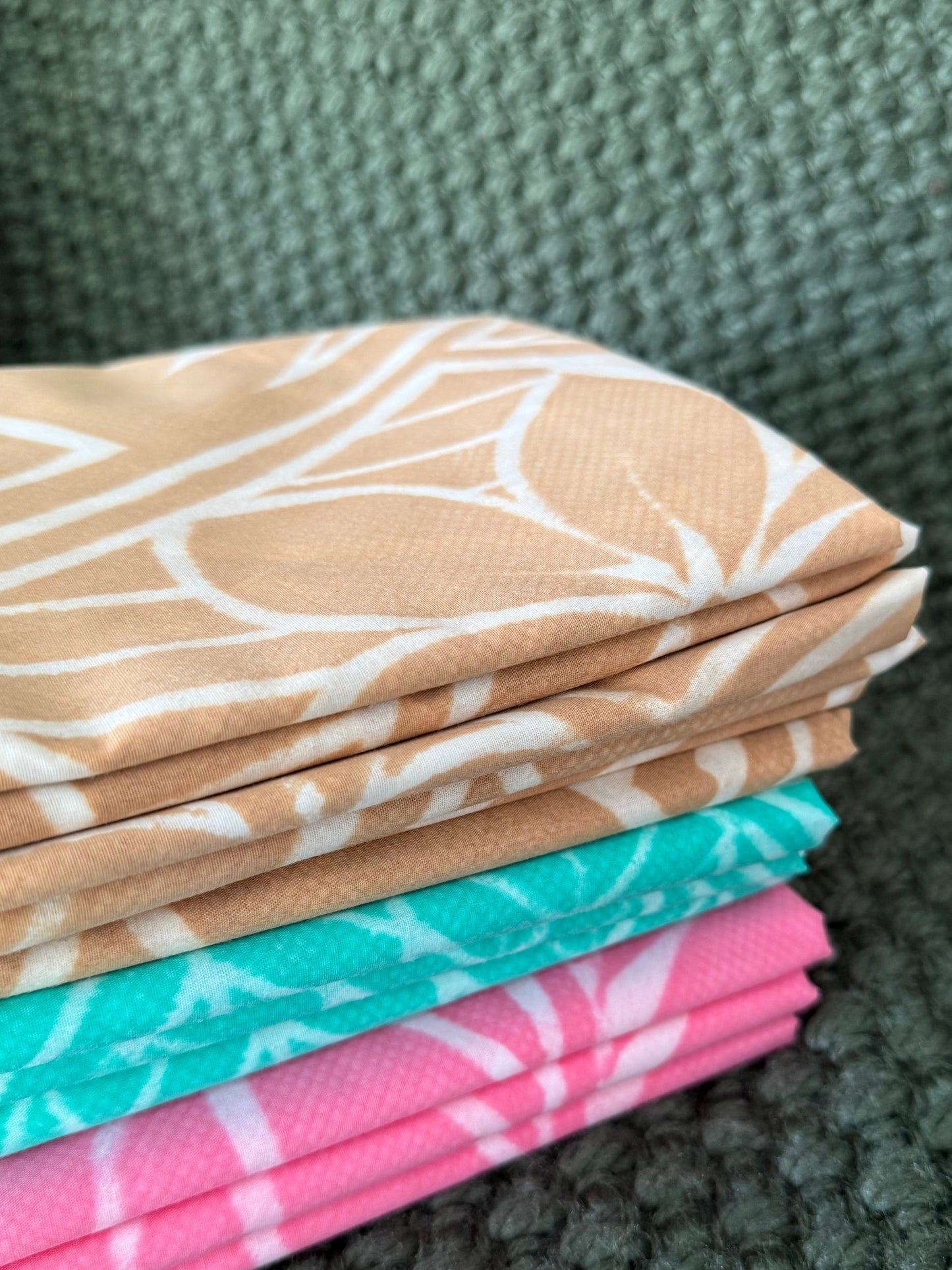 2m Caramel Pastel Block Print Table Clothe or Ie Lavalava Women's Pareo Cotton Poplin Sarong Beach Cover Up Size L