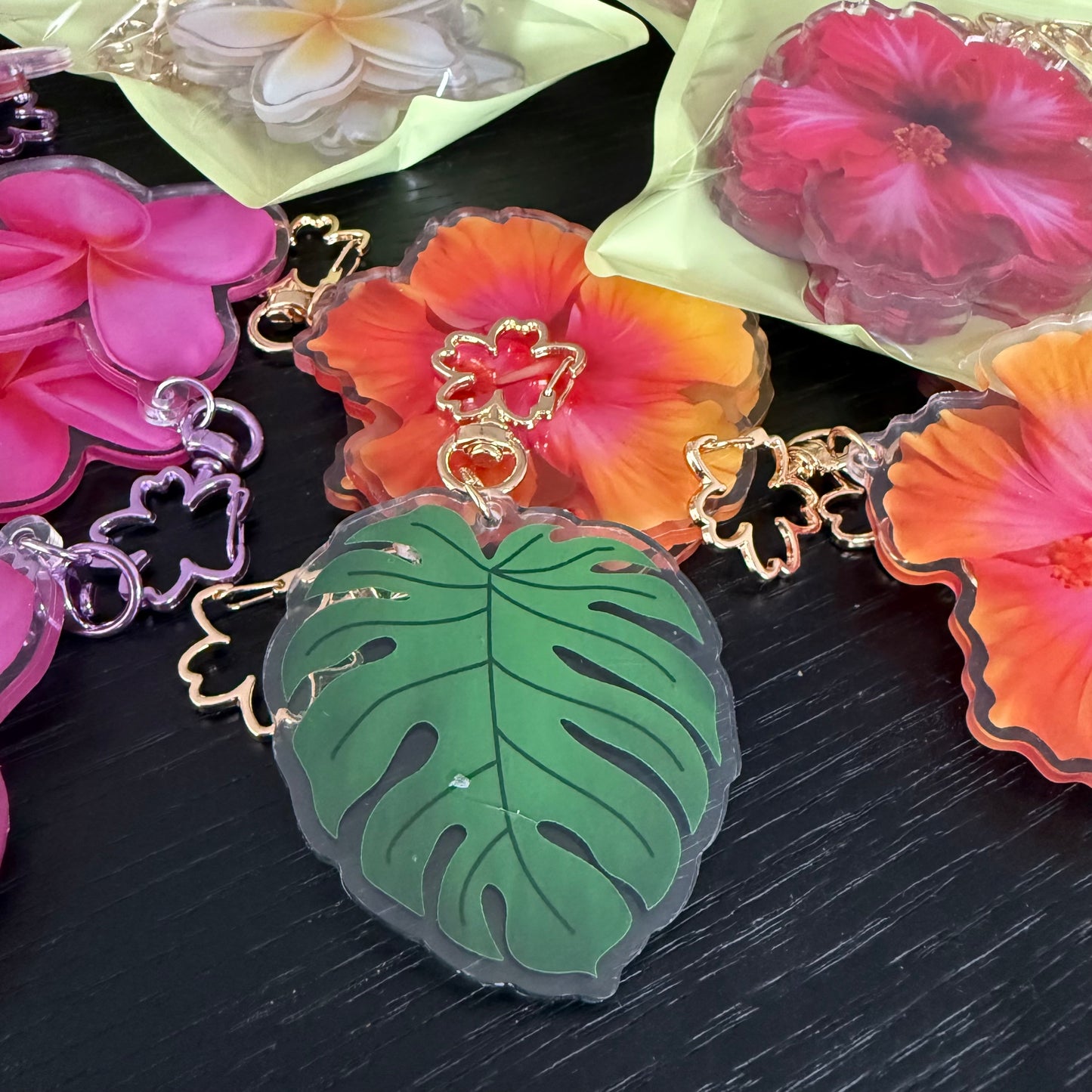 Monstera Acrylic Keychain Bag Charm