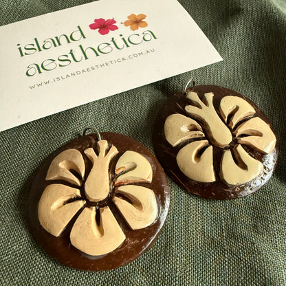 Coconut Shell Earrings Pacific Island Accessories