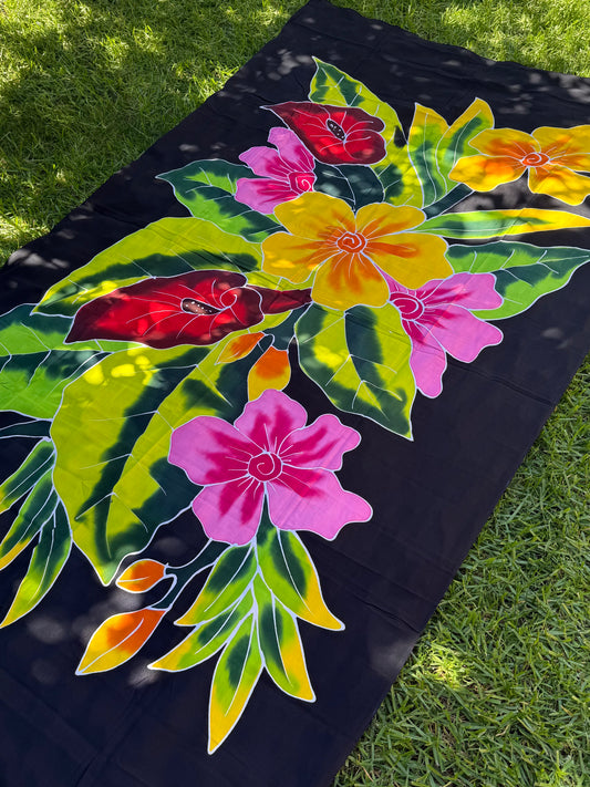 2m Ie Lavalava Women's Pareu Floral Sarong Beach Tropical Cover Up Size L Rayon Ie Sulu Tupenu