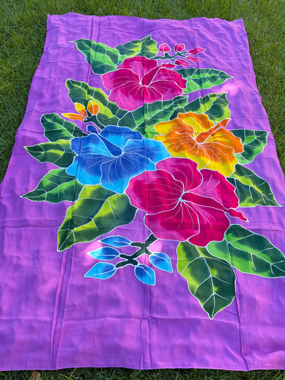 2m Ie Lavalava Women's Pareu Floral Sarong Beach Tropical Cover Up Size L Rayon Ie Sulu Tupenu