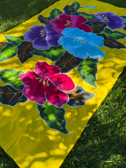 2m Ie Lavalava Women's Pareu Floral Sarong Beach Tropical Cover Up Size L Rayon Ie Sulu Tupenu