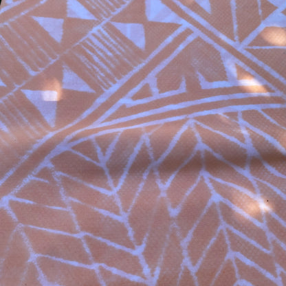 2m Pastel Coral Block Print Table Cloth or Ie Lavalava Women's Pareo Cotton Poplin Sarong Beach Cover Up Size L