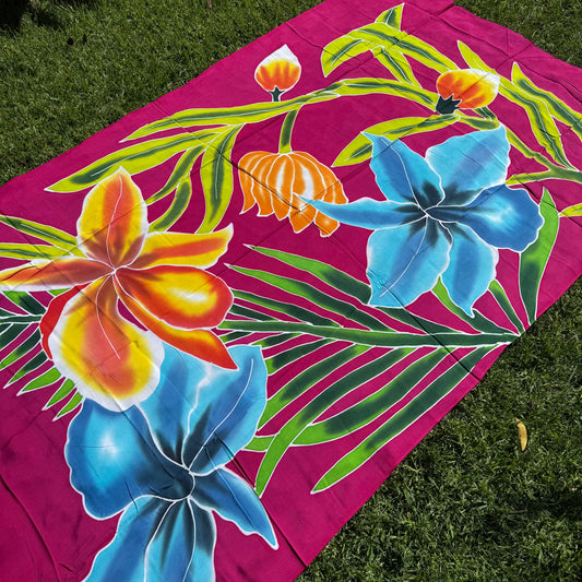 2m Ie Lavalava Women's Pareu Floral Sarong Beach Tropical Cover Up Size L Rayon Ie Sulu Tupenu