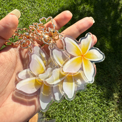 Plumeria Acrylic Keychain Bag Charm