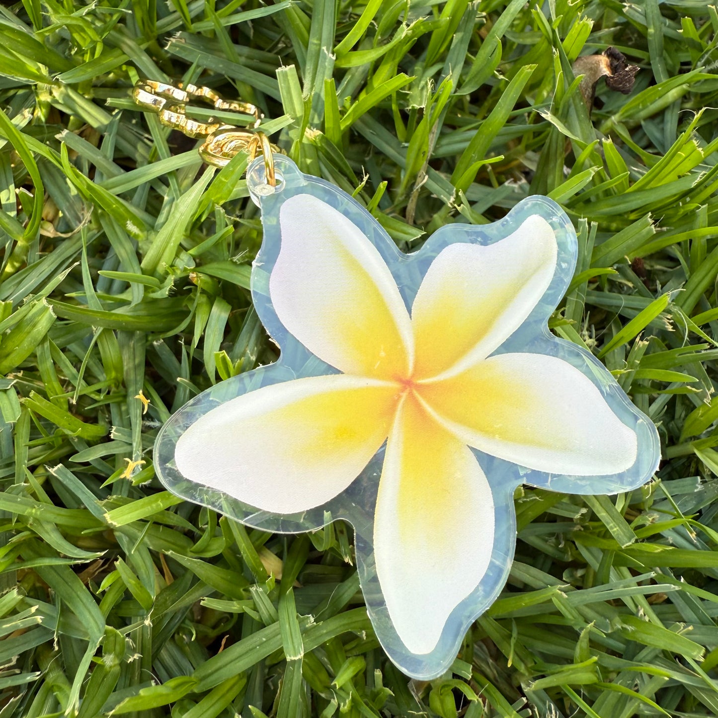 Plumeria Acrylic Keychain Bag Charm