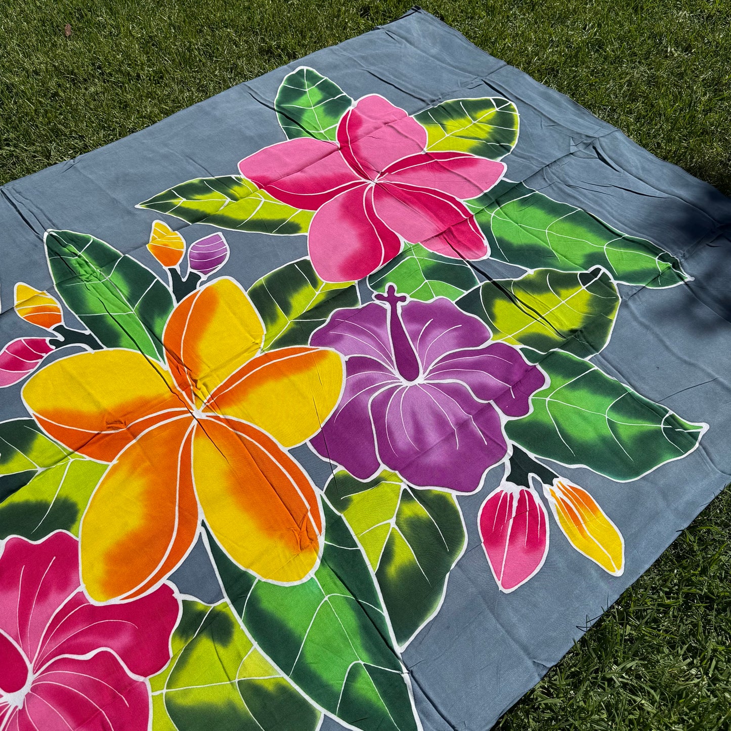 2m Ie Lavalava Women's Pareu Floral Sarong Beach Tropical Cover Up Size L Rayon Ie Sulu Tupenu