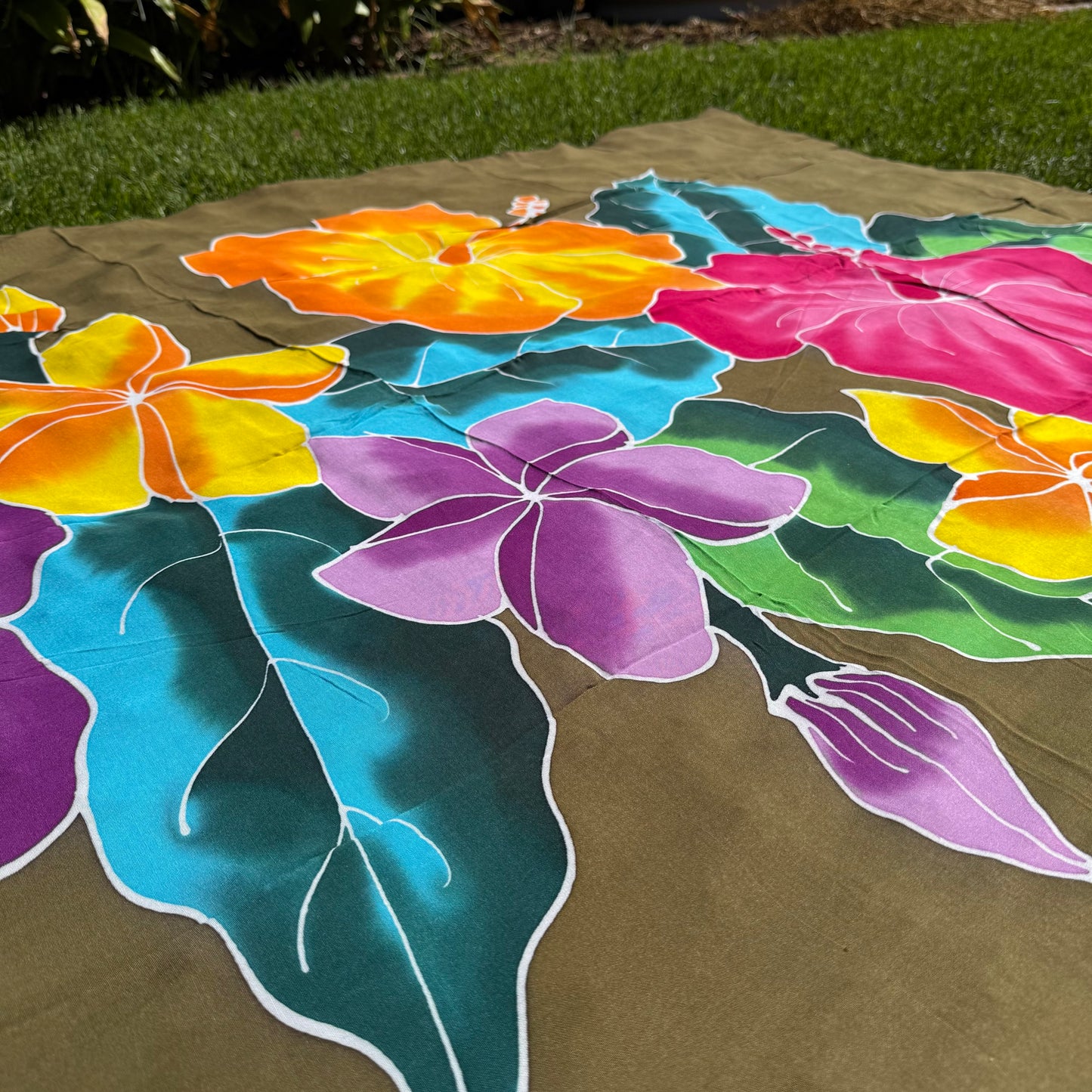 2m Ie Lavalava Women's Pareu Floral Sarong Beach Tropical Cover Up Size L Rayon Ie Sulu Tupenu