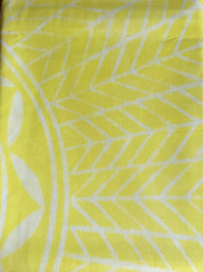 2m Pastel Lemon Block Print Table Cloth or Ie Lavalava Women's Pareo Cotton Poplin Sarong Beach Cover Up Size L