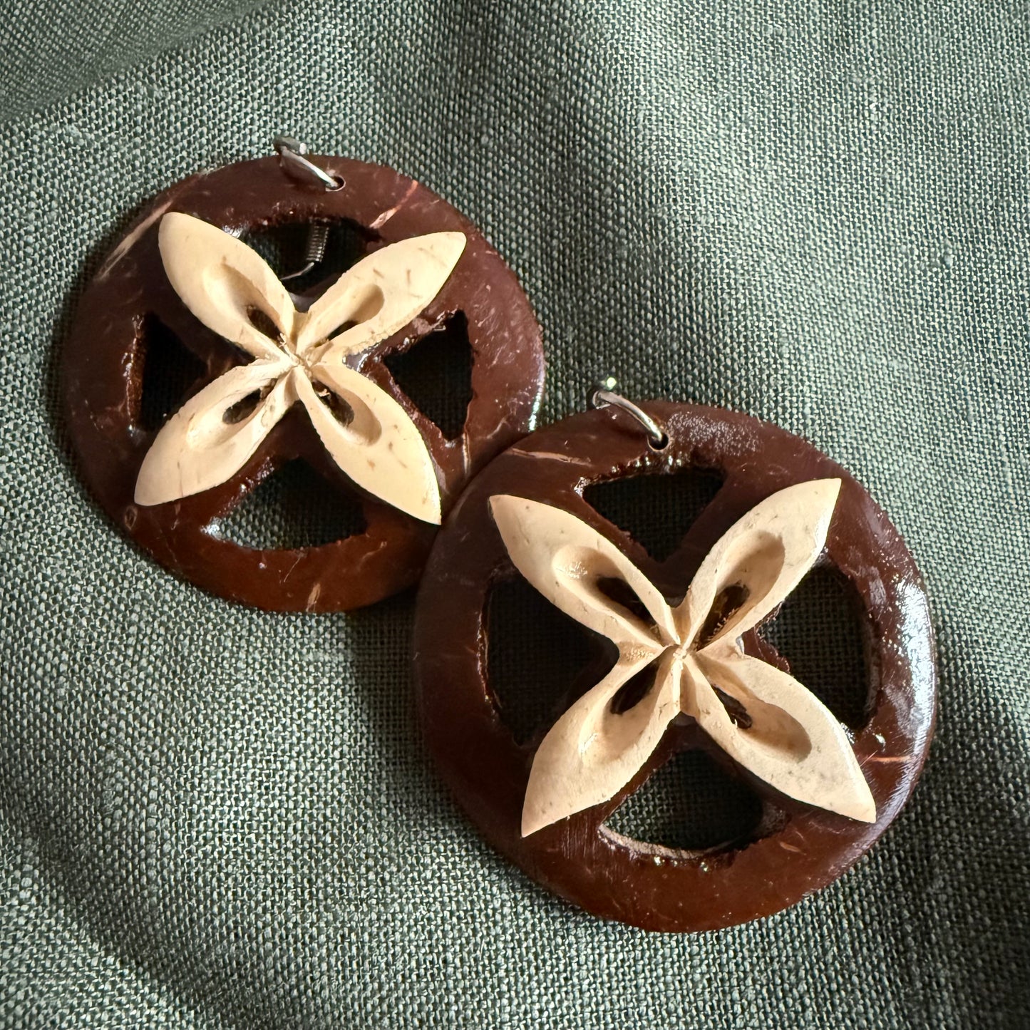Coconut Shell Earrings Pacific Island Accessories