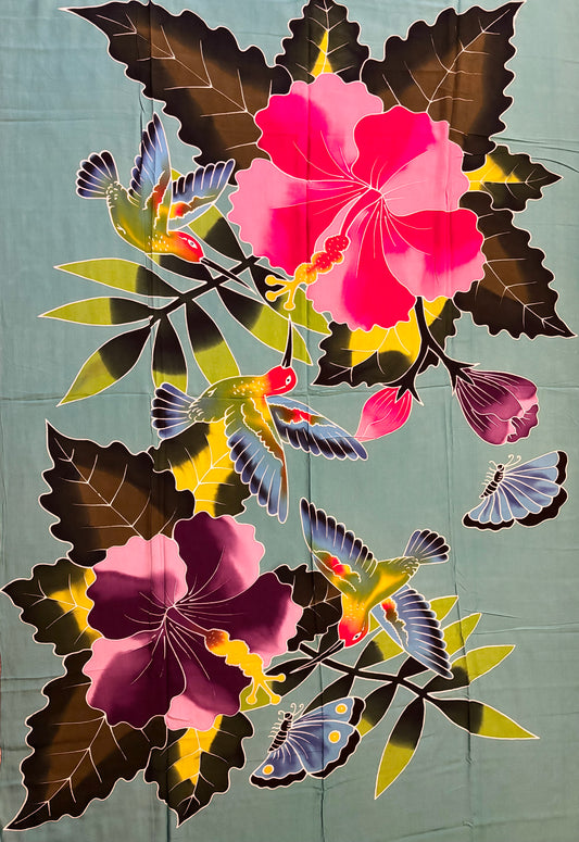 2m Ie Lavalava Women's Pareu Floral Sarong Beach Tropical Cover Up Size L Rayon