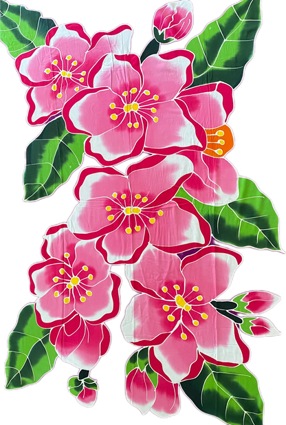 2m Ie Lavalava Purple Women's Pareu Pink Floral Hibiscus Sarong Beach Tropical Cover Up Size L Rayon