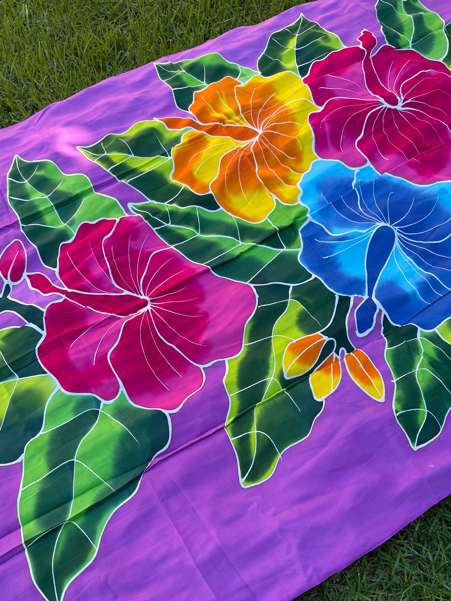 2m Ie Lavalava Women's Pareu Floral Sarong Beach Tropical Cover Up Size L Rayon Ie Sulu Tupenu