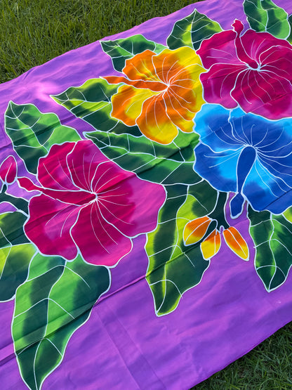 2m Ie Lavalava Women's Pareu Floral Sarong Beach Tropical Cover Up Size L Rayon Ie Sulu Tupenu