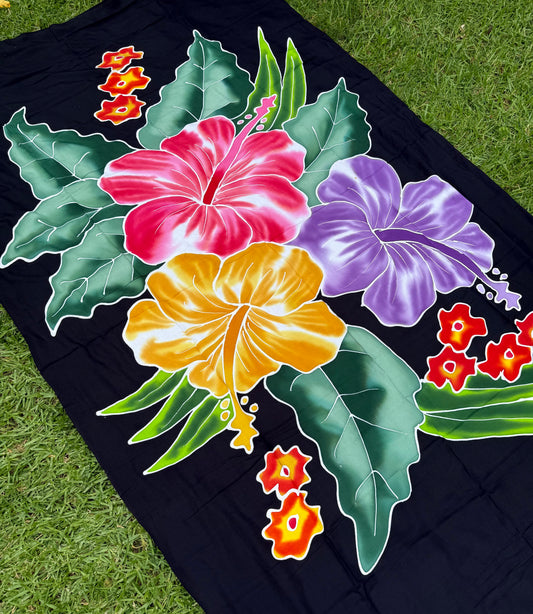 2m Ie Lavalava Women's Pareu Floral Sarong Beach Tropical Cover Up Size L Rayon Ie Sulu Tupenu